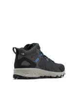 Championes de senderismo de media caña Columbia, color gris con detalles en azul y negro. Confeccionados con tecnología OutDry impermeable y transpirable, sistema Navic Fit para mayor estabilidad y entresuela TechLite+ para amortiguación. Suela Adapt Trax con tracción excepcional para terrenos secos o mojados.