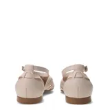 Sandalias planas Bottero de cuero color marrón, estilo huarache con capellada de tiras entrelazadas, talón cerrado y tira ajustable al tobillo con hebilla metálica.