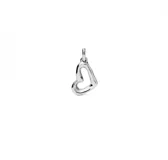 Dije charm con forma de corazón abierto, bañado en plata de ley.
