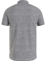 Chomba gris jaspeado Tommy Hilfiger de corte slim, manga corta y cuello polo con cartera de dos botones. Logo de la marca bordado en el pecho.