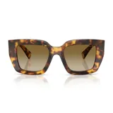 Lentes de sol Miu Miu modelo B05 con armazón de acetato con patrón carey en tonos marrones y amarillos, y cristales degradados en tono marrón.