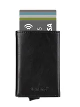 Billetera tarjetero Terrano R203 de cuero sintético marrón, con mecanismo de acceso rápido a tarjetas y tecnología de bloqueo RFID.