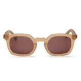 Lentes de sol Mr Boho modelo Kerns, color arena mate, con lentes marrones y montura cuadrada.