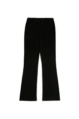 Pantalón recto cropped de tiro medio y fit slim color verde militar, confeccionado en tejido elástico, con cierre frontal oculto y sin bolsillos visibles.