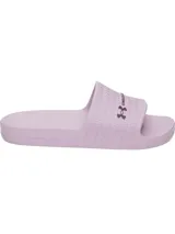 Sandalias Under Armour W Armour Slide Lite color lila con textura en la tira y logo de la marca en color morado oscuro.