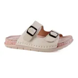 Sandalias casuales Korium Confort Frey, color negro, con dos tiras ajustables con hebilla y plantilla de cuero.