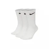 Pack de tres pares de medias deportivas Nike modelo Everyday LTWT Crew, color blanco con el logo de la marca bordado en negro en la parte superior lateral.