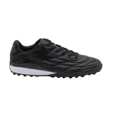 Championes de fútbol para hombre, color negro con suela blanca y detalles en relieve en los laterales.