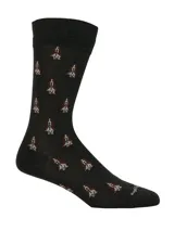 Medias de largo medio color gris carbón con estampado de perros Basset Hound. Confeccionadas en mezcla de algodón peinado y nylon.