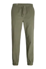 Pantalón de jogging color verde oliva con cintura elástica ajustable con cordón y tobillos ajustados.