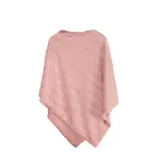 Poncho de textura suave y diseño acanalado en color rosado, con corte amplio y holgado.