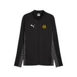 Campera deportiva Puma Teamliga, color negro, con cierre frontal completo, cuello alto y detalles gráficos en los laterales. Incluye el logo de Puma en blanco y el escudo del Club Atlético Peñarol.