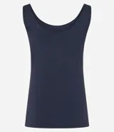 Blusa musculosa color gris claro, con escote en U y breteles anchos. Confeccionada en poliamida y poliéster.