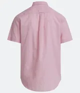 Camisa de hombre de manga corta, confeccionada en una mezcla de lino y algodón. Presenta cuello camisero, cierre frontal con botones y un bolsillo en el pecho.