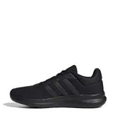 Championes Adidas Lite Racer 4.0 color negro, con las tres tiras características de la marca en los laterales.