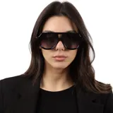 Lentes de sol estilo aviador con marco grueso de acetato negro y cristales oscuros polarizados con protección UV400.