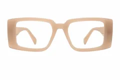 Lentes blueblocker modelo Conmat Peanut con armazón rectangular de acetato color marrón claro y cristales transparentes con protección contra luz azul y UV400.