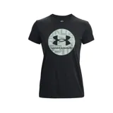 Remera Under Armour negra de corte clásico, con logo estampado en el pecho dentro de un círculo.
