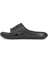 Sandalias tipo chinela Under Armour, confeccionadas en una sola pieza de EVA moldeada de secado rápido. Presentan un diseño ergonómico con orificios de drenaje laterales, plantilla texturizada para mayor tracción y el logo de la marca en relieve sobre la banda superior.