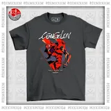 Remera gris oscuro con estampado de EVA Unit-02 de Evangelion en el frente.