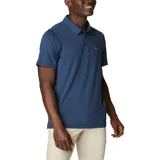 Polo de manga corta Columbia con tecnología Omni-Wick, confeccionado en tejido técnico hidroabsorbente de color azul marino jaspeado. Presenta cuello clásico con cierre de botones y logo de la marca bordado en el pecho.
