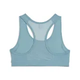 Top deportivo Puma modelo 4Keeps de sujeción media, color verde báltico, con logo de la marca estampado en el frente y espalda estilo nadadora.
