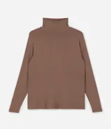 Blusa Ashua de cuello alto y manga larga, confeccionada en viscosa y elastano, de diseño liso y ajuste ceñido.