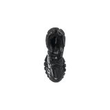 Championes Balenciaga Track Signature Lace-Up de color negro con diseño robusto y capas superpuestas. Presentan un estampado gráfico de la marca en pintura blanca sobre el lateral y la suela.