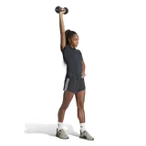 Short deportivo Adidas color negro con cintura elástica, logo estampado y tres tiras blancas en los laterales.