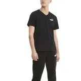 Remera Puma de hombre color negro, de corte clásico, con cuello en V y logo estampado en el pecho.