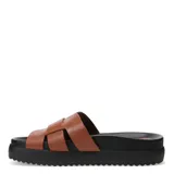 Sandalias tipo slider Bottero de cuero negro, con diseño de tiras anchas entrecruzadas y suela de plataforma plana con base dentada.