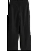 Pantalón de traje de corte recto, confeccionado en una mezcla de lino y lyocell. Presenta un diseño con cierre de cremallera oculta, gancho, cintura elástica en la parte trasera y bolsillos traseros de parche.