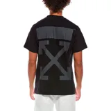 Camiseta de manga corta Off-White, color negro, con estampado tonal de flechas en la espalda y corte regular.