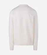 Suéter de punto para hombre en color azul marino, con cuello redondo y textura acanalada en el pecho y las mangas. Diseñado por Marfinno.