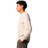 Buzo de cuello redondo para hombre, confeccionado en felpa francesa suave, con diseño liso y detalle de logo pequeño en el pecho.