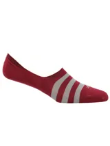 Calcetín invisible de bambú color borgoña con rayas horizontales grises.