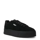 Championes urbanos Puma modelo Karmen II, color negro, con diseño de plataforma alta y suela texturizada. Confeccionados en gamuza con cordones al tono y logo de la marca en el lateral.