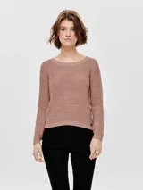 Sweater de punto con cuello redondo y manga larga, de corte regular y textura suave.