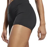 Short deportivo Reebok de color negro, de tiro alto y corte ajustado, diseñado para entrenamiento.