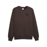 Buzo de cuello redondo color chocolate, con corte relajado y logo de la marca bordado en el pecho.
