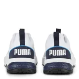 Championes Puma Anzarun 2.0 blancos con detalles en azul y negro, con logo de la marca en el lateral.
