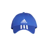 Gorra de béisbol Adidas Tiro C40 color azul con logo de Adidas bordado en blanco en el frente y las tres tiras características en la visera.