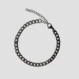 Pulsera de eslabones tipo grumet de acero oscuro, con cierre mosquetón y cadena de alargue.