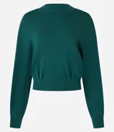 Blusa de mangas largas color verde esmeralda, confeccionada en tejido de punto con viscosa sostenible, cuello redondo y rib en puños y bajo.
