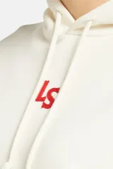 Buzo hoodie color crudo de Levi's, con logo 'LS' bordado en rojo en el pecho.