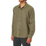 Camisa de manga larga Katin modelo Twiller, confeccionada en franela de algodón con tejido de sarga bicolor. Presenta cuello clásico, cierre frontal con botones y un bolsillo en el pecho con botón.