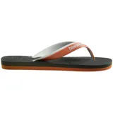 Ojotas Havaianas Dual negras con tiras grises y logo de la marca en blanco.