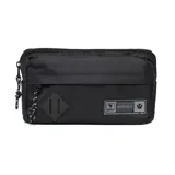 Riñonera negra de poliéster con bolsillo frontal con cierre y parche con logo de Goorin Bros.