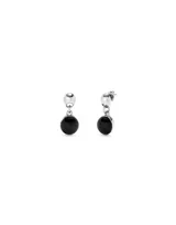 Par de aros colgantes plateados con cristal de murano negro.