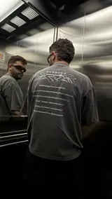 Remera gris con efecto acid wash y estampado en la espalda con logo de videojuego.